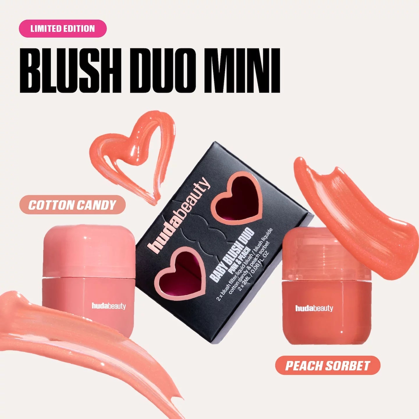 Huda Beauty Mini Baby Blush Duo Set Pink & Peach